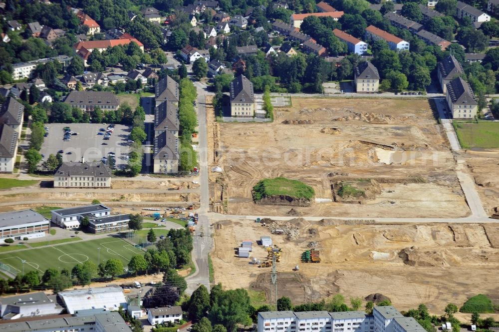 Hamburg from the bird's eye view: View of construction / development on the former site of Lettow-Vorbeck Barracks in Hamburg - Jenfeld. The new residential project Jenfelder Au with over 700 apartments currently one of the largest planned urban neighborhoods of the City