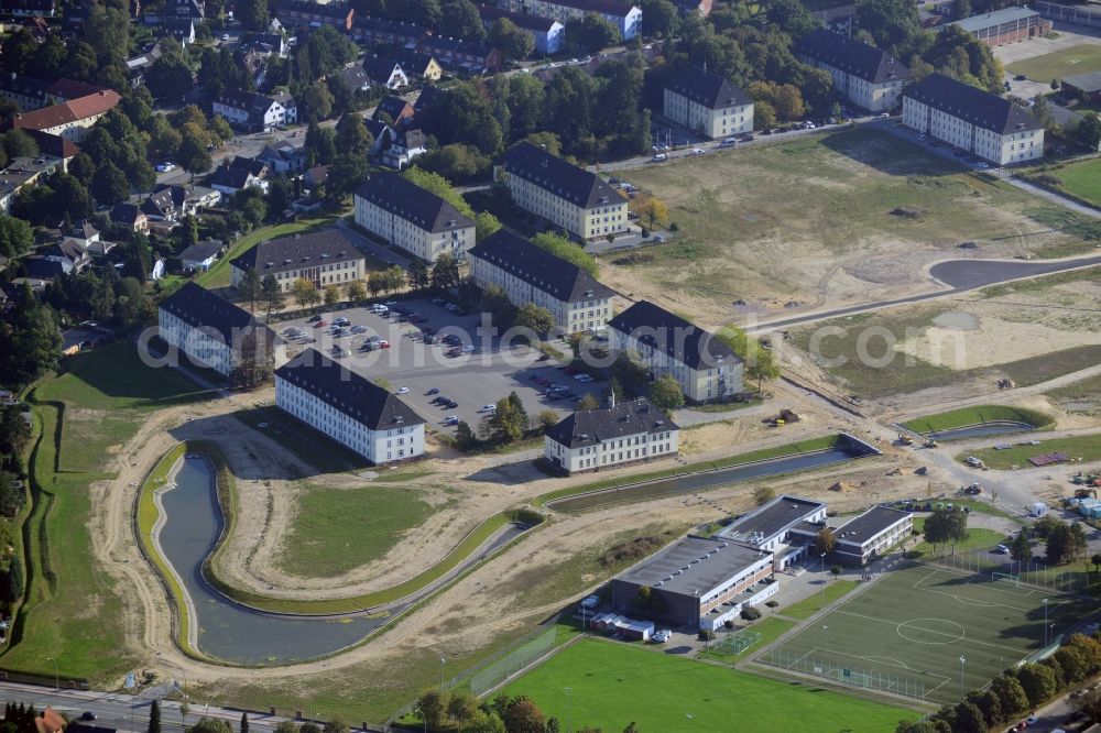 Hamburg Jenfeld from the bird's eye view: View of construction / development on the former site of Lettow-Vorbeck Barracks in Hamburg - Jenfeld. The new residential project Jenfelder Au with over 700 apartments currently one of the largest planned urban neighborhoods of the City