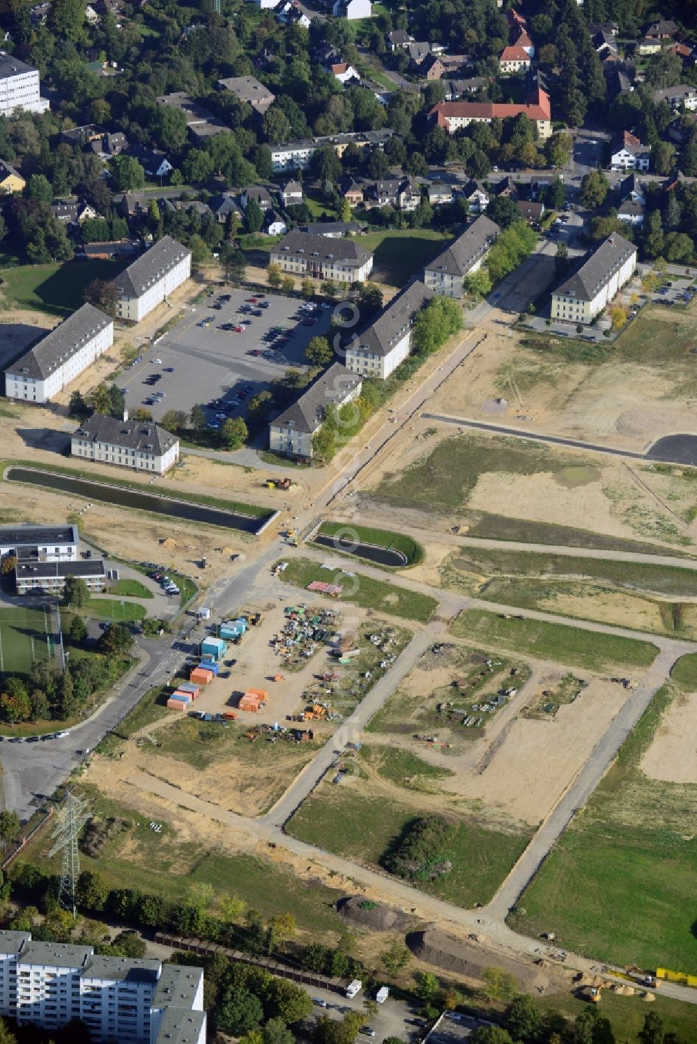 Hamburg Jenfeld from the bird's eye view: View of construction / development on the former site of Lettow-Vorbeck Barracks in Hamburg - Jenfeld. The new residential project Jenfelder Au with over 700 apartments currently one of the largest planned urban neighborhoods of the City