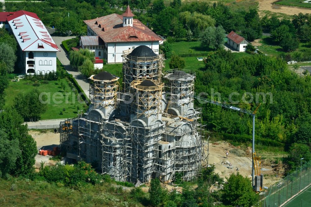 Bukarest from above - View of construction works at the monastery Christiana in Bucharest in Romania
