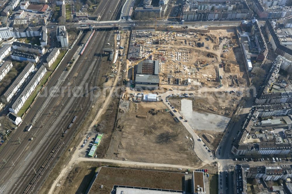 Düsseldorf from above - Construction for the new building of the University of Applied Sciences Dusseldorf in North Rhine-Westphalia NRW