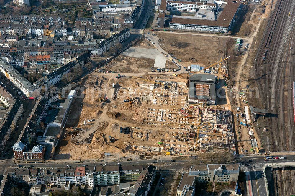 Aerial image Düsseldorf - Construction for the new building of the University of Applied Sciences Dusseldorf in North Rhine-Westphalia NRW