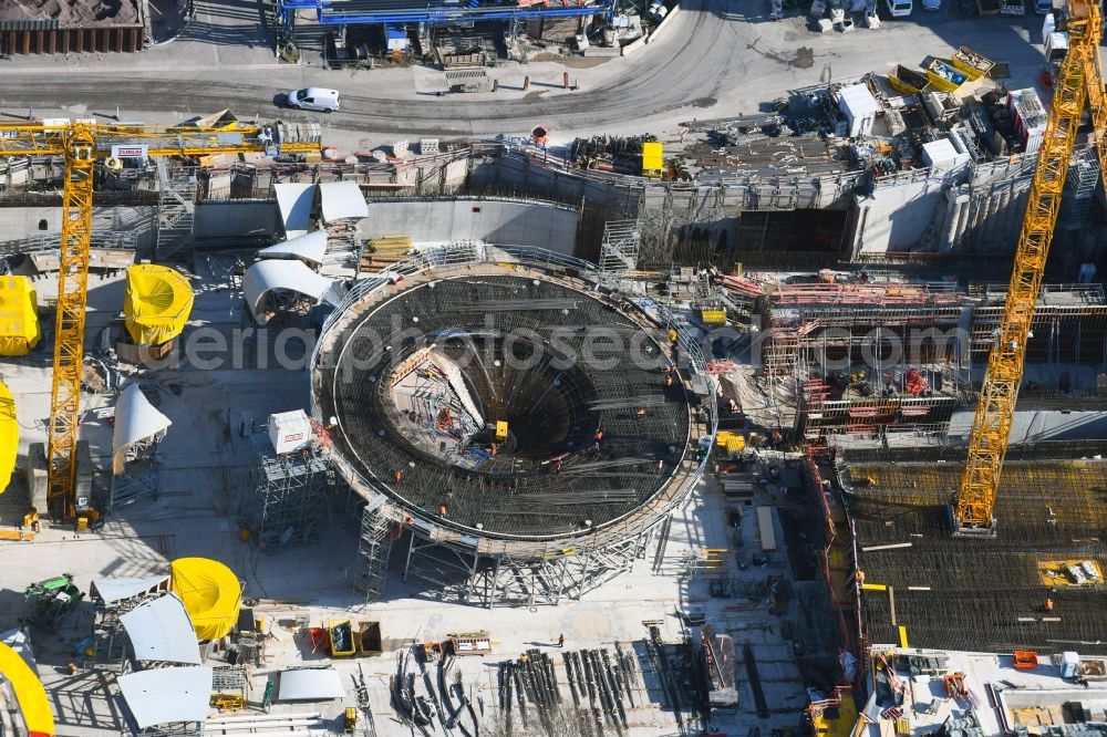 Stuttgart from above - Building of the main station of the railway and construction site for the development project Stuttgart 21 in Stuttgart in the state of Baden-Wurttemberg