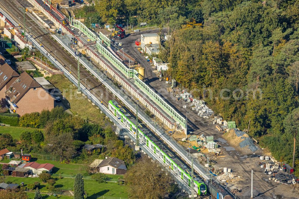 Aerial image Voerde (Niederrhein) - Construction work on new platforms at the train station in the district of Moellen in Voerde (Lower Rhine) in the Ruhr area in the state North Rhine-Westphalia, Germany