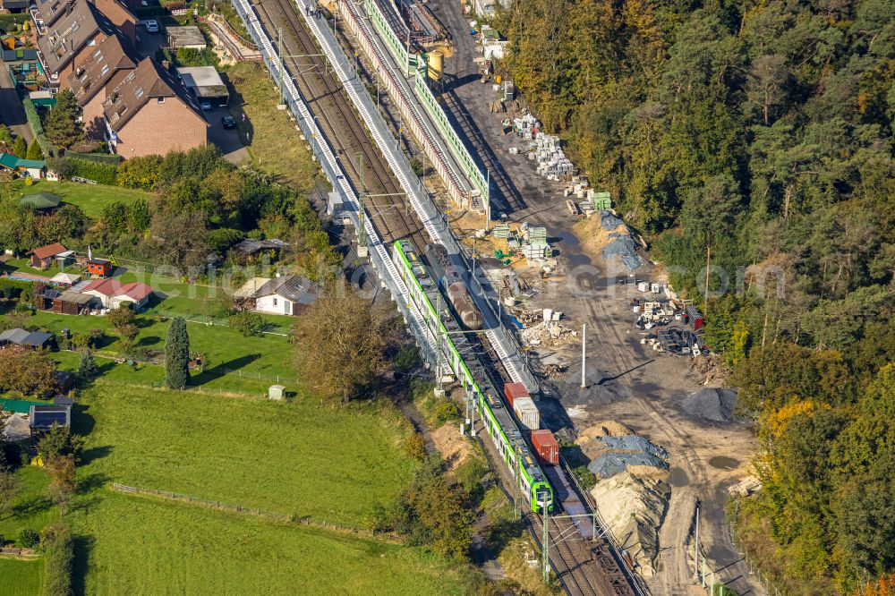 Aerial photograph Voerde (Niederrhein) - Construction work on new platforms at the train station in the district of Moellen in Voerde (Lower Rhine) in the Ruhr area in the state North Rhine-Westphalia, Germany