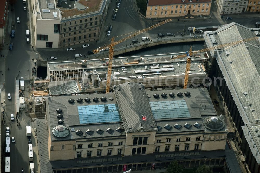 Aerial image Berlin - Museum Island with the Bode Museum, the Pergamon Museum, the Old National Gallery, the Colonnades and the New Museum. The complex is a World Heritage site by UNESCO