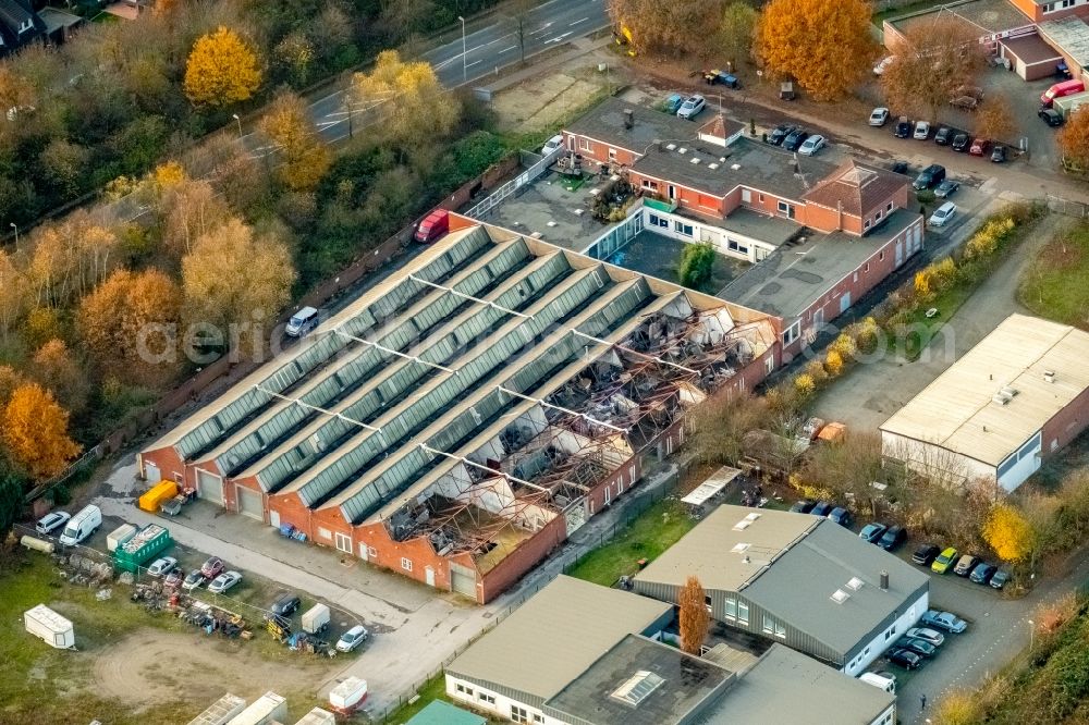 Aerial image Dinslaken - Industrial estate and company settlement Bauer-Metall-Recycling Container-Dienst GmbH & Co KG und der Albert-Schweitzer-Einrichtung fuer Behinderte gGmbH Thyssenstrasse in the district Ruhr Metropolitan Area in Dinslaken in the state North Rhine-Westphalia