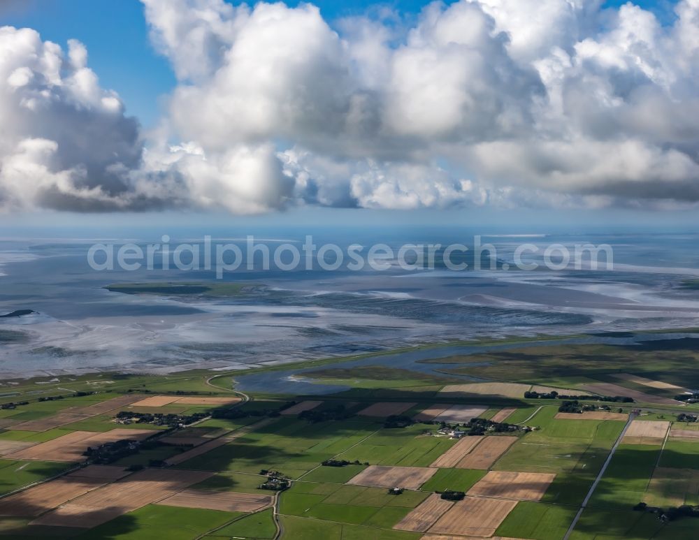 Aerial image Ockholm - Farms on the edge of agricultural fields and farmland in Ockholm Nordfriesland in the state Schleswig-Holstein, Germany