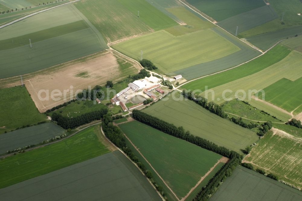 Aerial photograph Boisjean - Farm at Boisjean in the Pas de Calais in France, surrounded by fields and hedges, with farm buildings, barns and a traditional pigeon house in the middle of the court