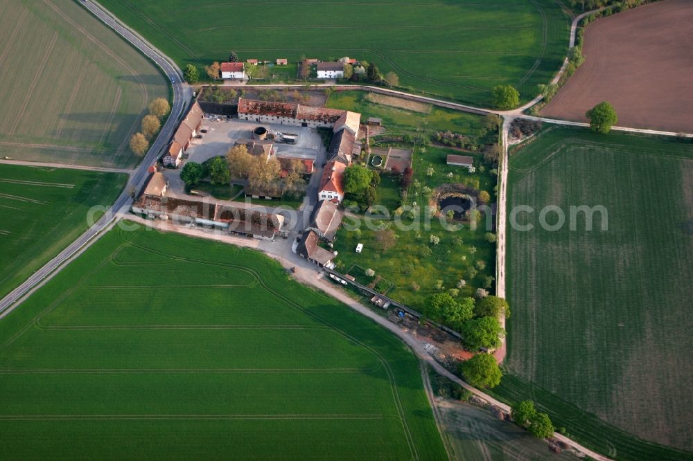 Riedstadt from the bird's eye view: A property with courtyard, surrounded by fields, reed city in the state of Hesse