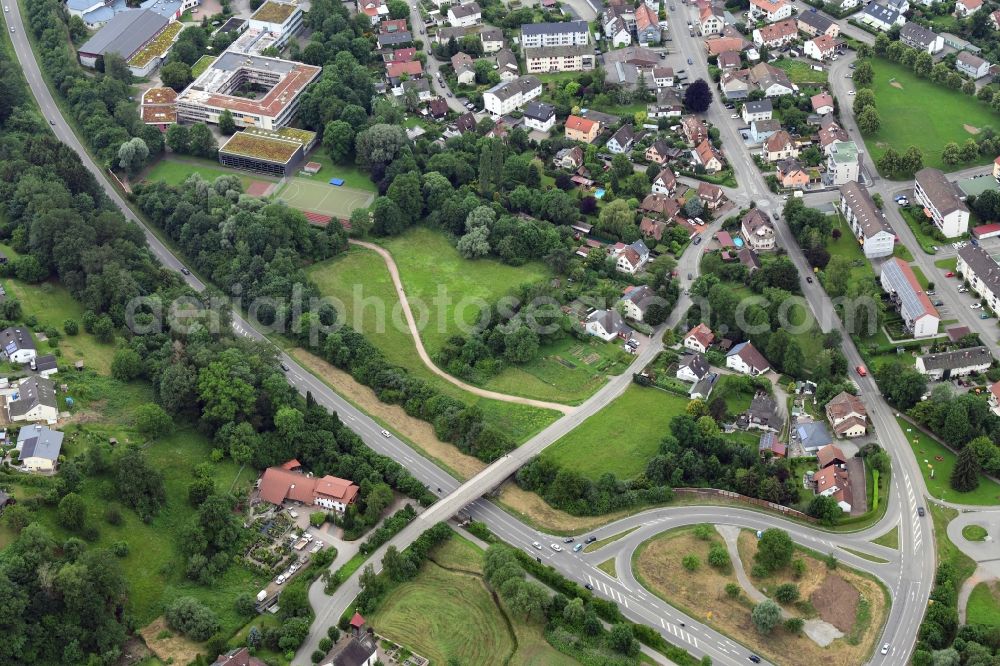 Schopfheim from above - The district Breitmatt is planning area for residential buildings in Schopfheim in the state Baden-Wurttemberg, Germany