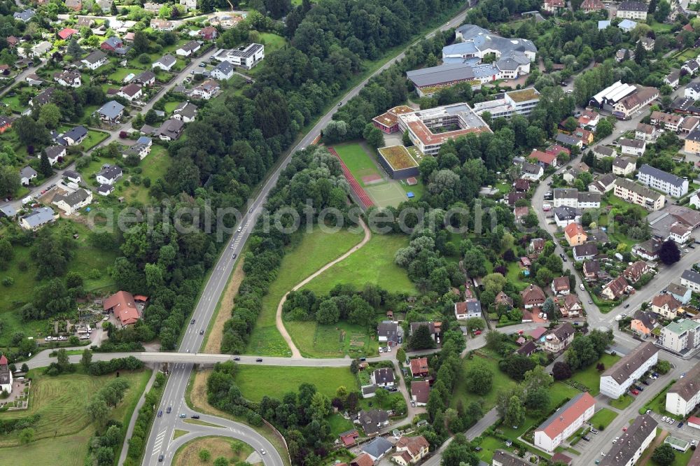 Aerial image Schopfheim - The district Breitmatt is planning area for residential buildings in Schopfheim in the state Baden-Wurttemberg, Germany