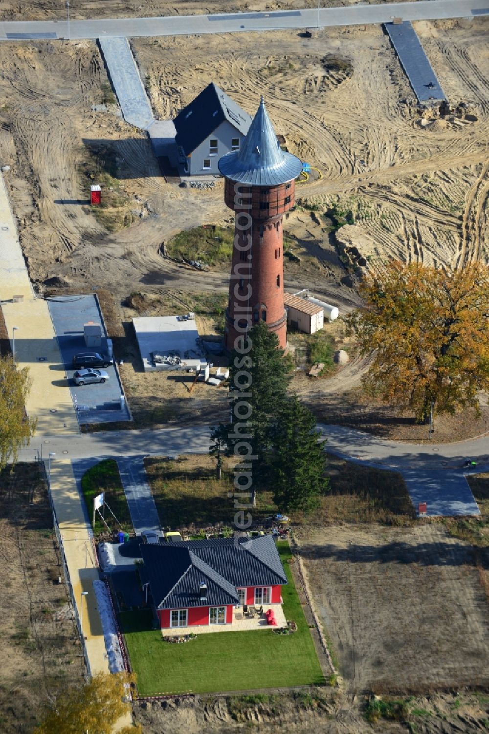 Aerial image Königs Wusterhausen - Construction site of the future residential area Koenigsufer on the banks of Zernsee on Wustroweg in Koenigs Wusterhausen in Brandenburg