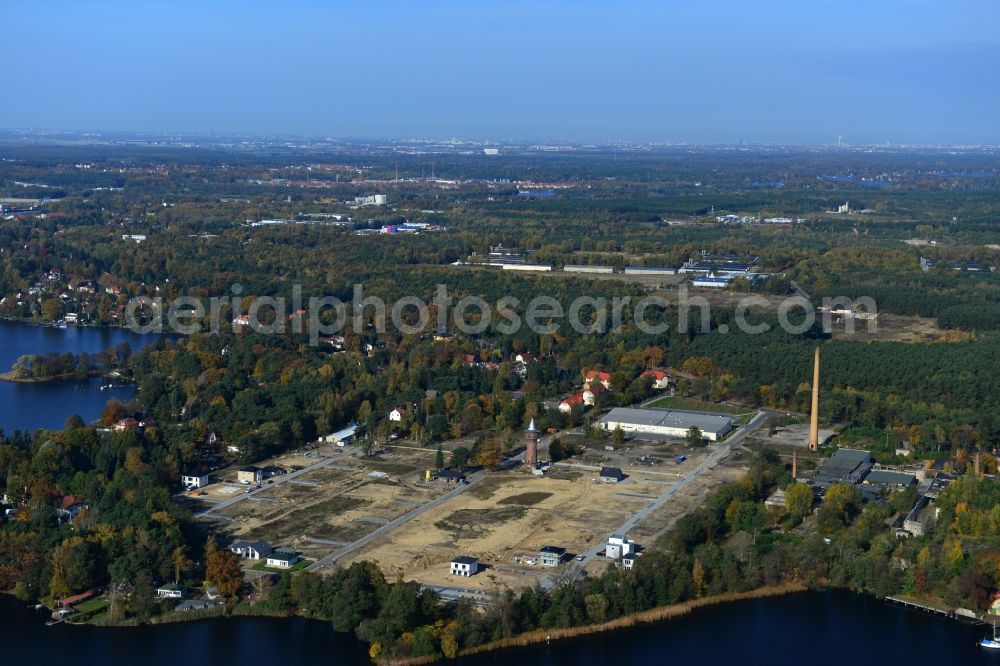 Aerial photograph Königs Wusterhausen - Construction site of the future residential area Koenigsufer on the banks of Zernsee on Wustroweg in Koenigs Wusterhausen in Brandenburg