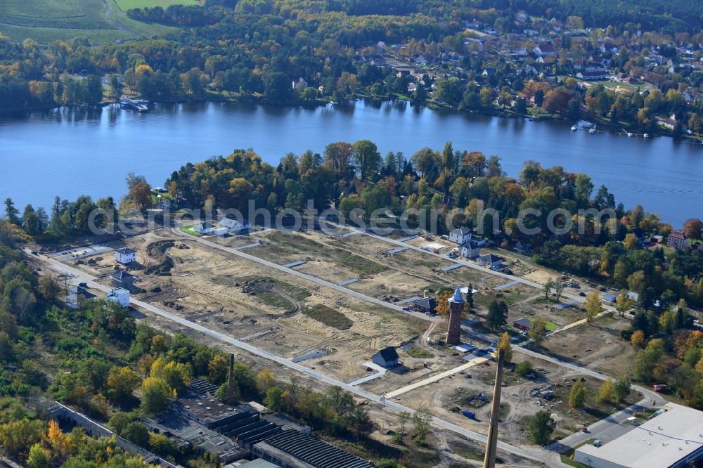 Aerial image Königs Wusterhausen - Construction site of the future residential area Koenigsufer on the banks of Zernsee on Wustroweg in Koenigs Wusterhausen in Brandenburg