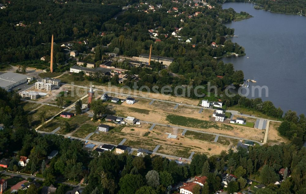 Aerial image Königs Wusterhausen - Construction site of the future residential area Koenigsufer on the banks of Zernsee on Wustroweg in Koenigs Wusterhausen in Brandenburg