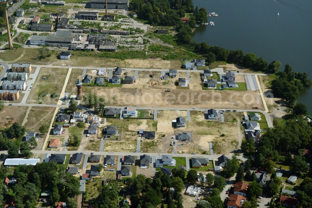 Aerial image Königs Wusterhausen - Construction site of the future residential area Koenigsufer on the banks of Zernsee on Wustroweg in Koenigs Wusterhausen in Brandenburg