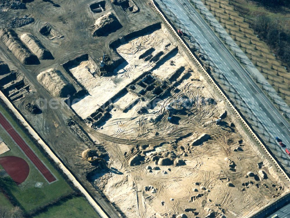 Aerial photograph Berlin - View of the Holocaust memorial in Berlin Mitte. It is a monument for those under the rule of the german in the Holocaust murdered Jews