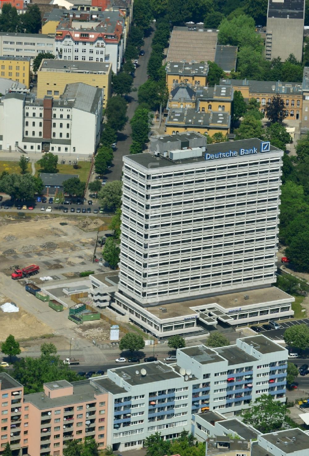 Aerial image Berlin - Site clearance for construction German Bank Campus at the Otto.Suhr-all in the Charlottenburg district of Berlin