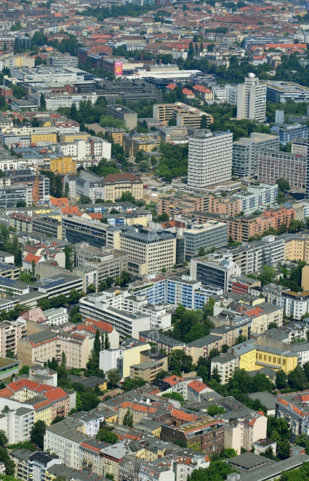 Berlin from above - Site clearance for construction German Bank Campus at the Otto.Suhr-all in the Charlottenburg district of Berlin