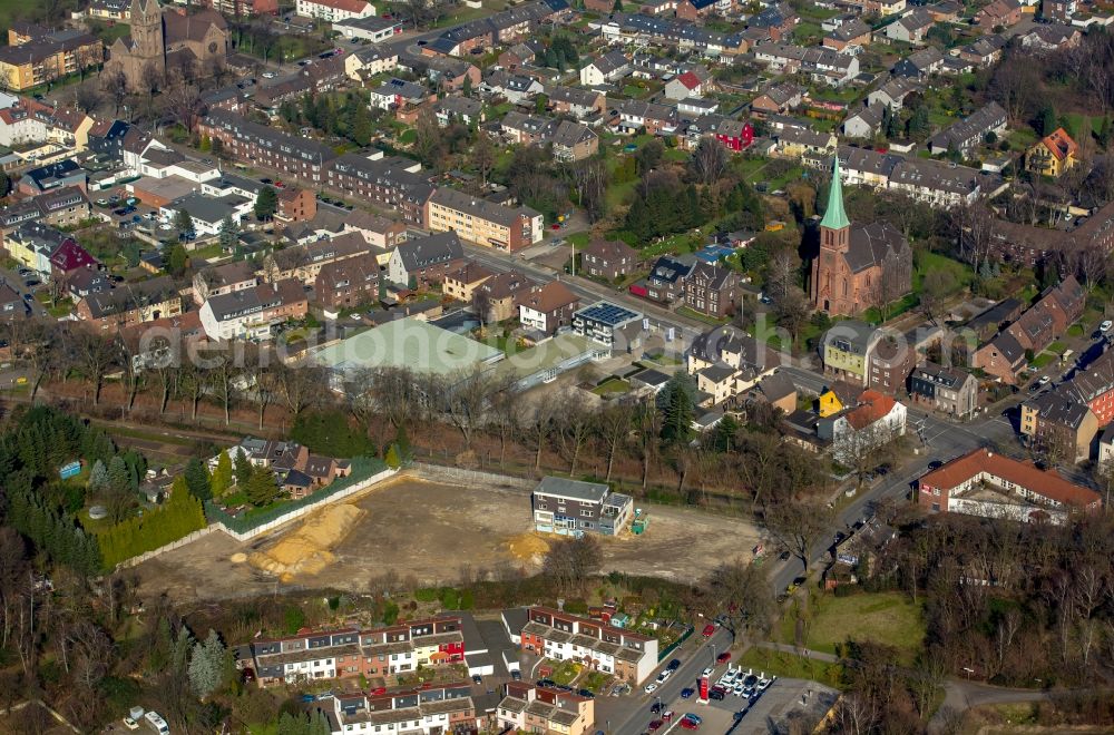 Oberhausen from the bird's eye view: Construction grounds and new development area between Richard-Wagner-Allee and Vestische Strasse in the borough of Osterfeld in Oberhausen in the state of North Rhine-Westphalia