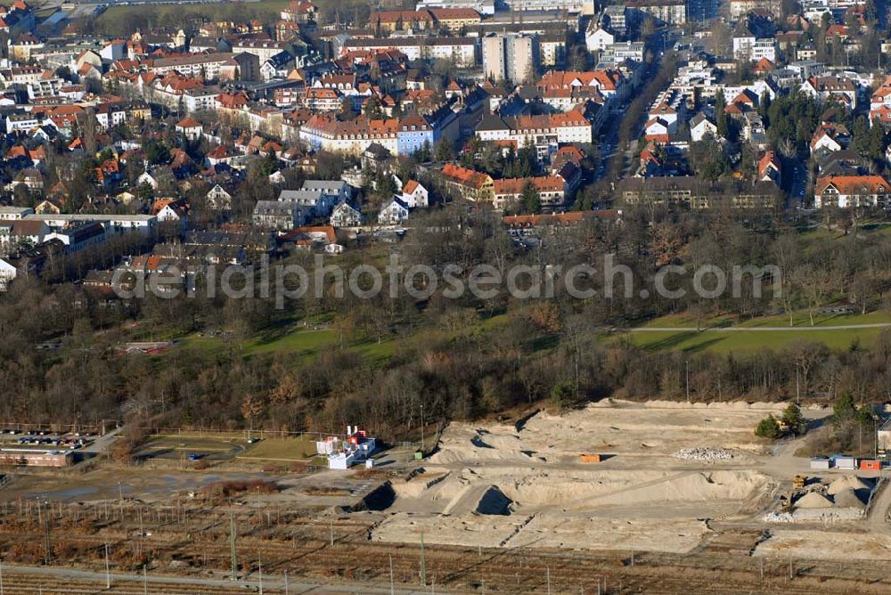 Aerial photograph München - . Baufläche für das neue Stadtquartier „Am Hirschgarten“ bietet alle Voraussetzungen für eine zeitgemäße und wirtschaftlich interessante Stadtentwicklung. Hier wird die CONCEPT BAU mit dabei sein und ab Herbst 2006 (Baubeginn) die Vision von der „grünen Oase mitten in der Stadt“ umsetzen. .... 