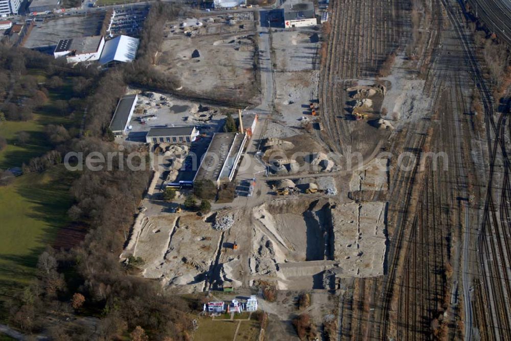 Aerial photograph München - . Baufläche für das neue Stadtquartier „Am Hirschgarten“ bietet alle Voraussetzungen für eine zeitgemäße und wirtschaftlich interessante Stadtentwicklung. Hier wird die CONCEPT BAU mit dabei sein und ab Herbst 2006 (Baubeginn) die Vision von der „grünen Oase mitten in der Stadt“ umsetzen. .... 