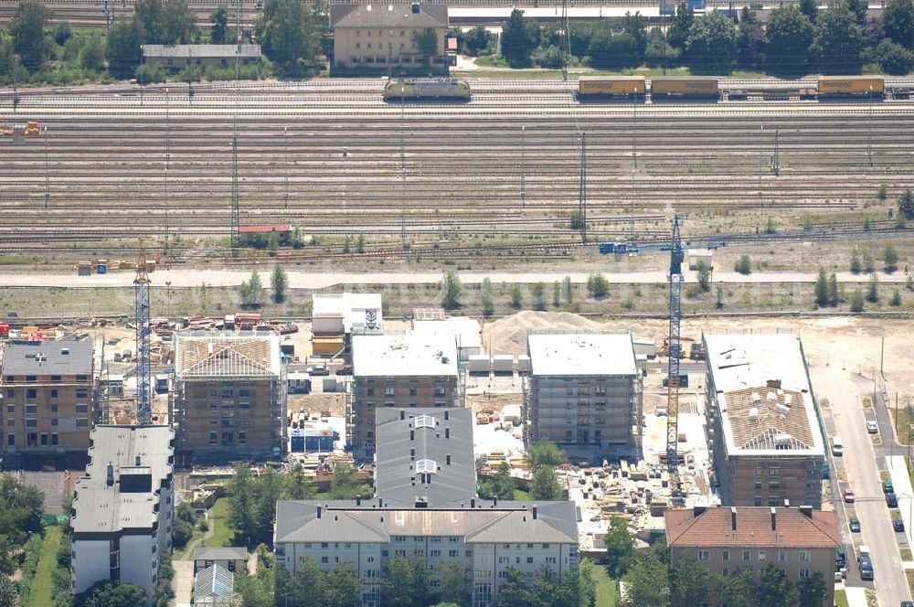 Aerial photograph München Nymphenburg - 15.07.2007 München Nymphenburg. Baufläche für das neue Stadtquartier „Am Hirschgarten“ bietet alle Voraussetzungen für eine zeitgemäße und wirtschaftlich interessante Stadtentwicklung. Hier wird die CONCEPT BAU mit dabei sein und ab Herbst 2006 (Baubeginn) die Vision von der „grünen Oase mitten in der Stadt“ umsetzen. .... 