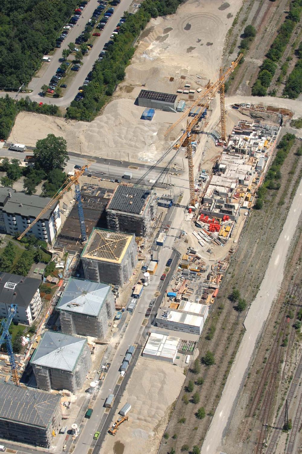 Aerial image München Nymphenburg - 15.07.2007 München Nymphenburg. Baufläche für das neue Stadtquartier „Am Hirschgarten“ bietet alle Voraussetzungen für eine zeitgemäße und wirtschaftlich interessante Stadtentwicklung. Hier wird die CONCEPT BAU mit dabei sein und ab Herbst 2006 (Baubeginn) die Vision von der „grünen Oase mitten in der Stadt“ umsetzen. .... 