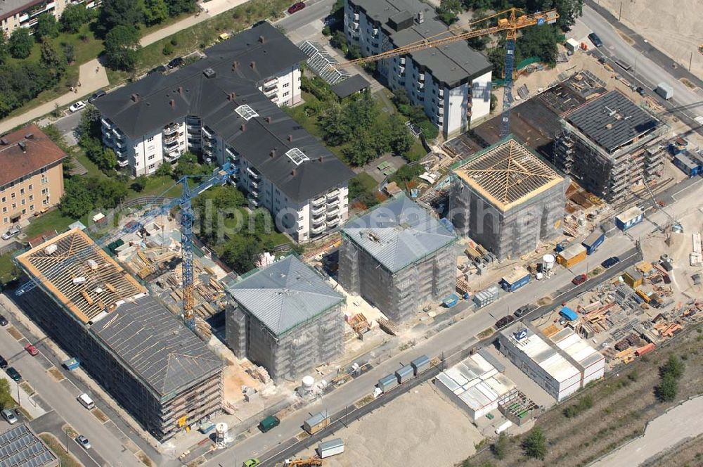 Aerial photograph München Nymphenburg - 15.07.2007 München Nymphenburg. Baufläche für das neue Stadtquartier „Am Hirschgarten“ bietet alle Voraussetzungen für eine zeitgemäße und wirtschaftlich interessante Stadtentwicklung. Hier wird die CONCEPT BAU mit dabei sein und ab Herbst 2006 (Baubeginn) die Vision von der „grünen Oase mitten in der Stadt“ umsetzen. .... 