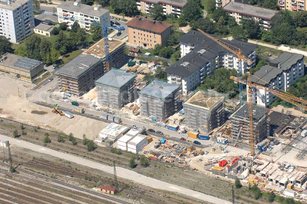 München Nymphenburg from the bird's eye view: 15.07.2007 München Nymphenburg. Baufläche für das neue Stadtquartier „Am Hirschgarten“ bietet alle Voraussetzungen für eine zeitgemäße und wirtschaftlich interessante Stadtentwicklung. Hier wird die CONCEPT BAU mit dabei sein und ab Herbst 2006 (Baubeginn) die Vision von der „grünen Oase mitten in der Stadt“ umsetzen. .... 