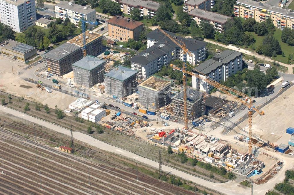 Aerial image München Nymphenburg - 15.07.2007 München Nymphenburg. Baufläche für das neue Stadtquartier „Am Hirschgarten“ bietet alle Voraussetzungen für eine zeitgemäße und wirtschaftlich interessante Stadtentwicklung. Hier wird die CONCEPT BAU mit dabei sein und ab Herbst 2006 (Baubeginn) die Vision von der „grünen Oase mitten in der Stadt“ umsetzen. .... 