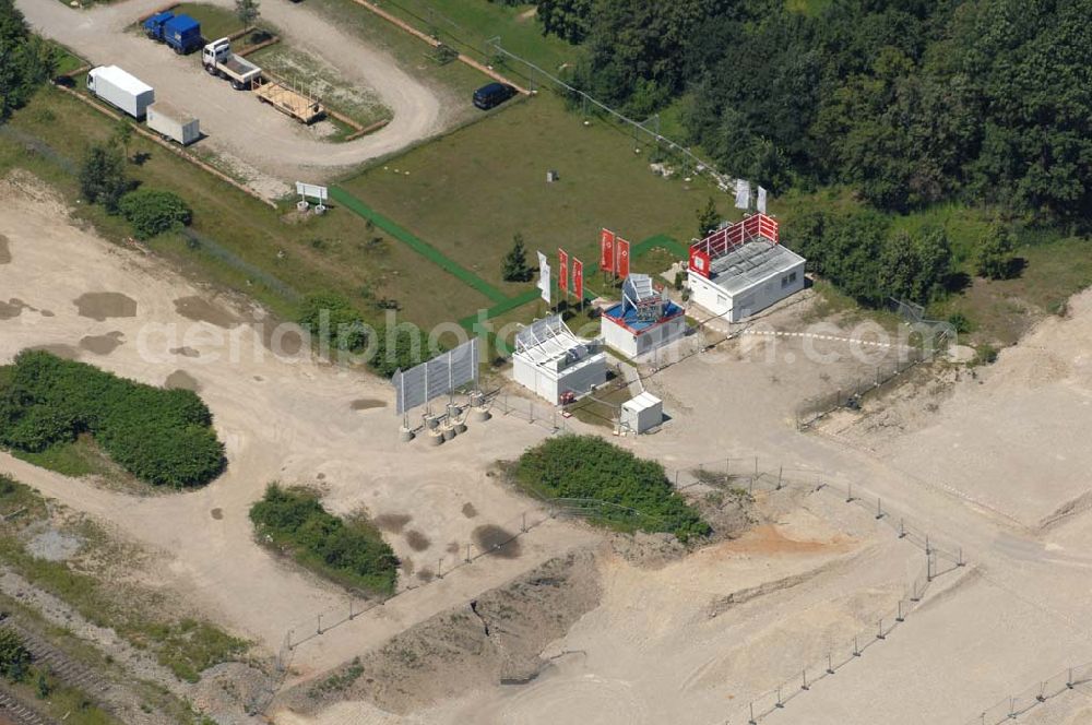 München Nymphenburg from the bird's eye view: 15.07.2007 München Nymphenburg. Baufläche für das neue Stadtquartier „Am Hirschgarten“ bietet alle Voraussetzungen für eine zeitgemäße und wirtschaftlich interessante Stadtentwicklung. Hier wird die CONCEPT BAU mit dabei sein und ab Herbst 2006 (Baubeginn) die Vision von der „grünen Oase mitten in der Stadt“ umsetzen. .... 