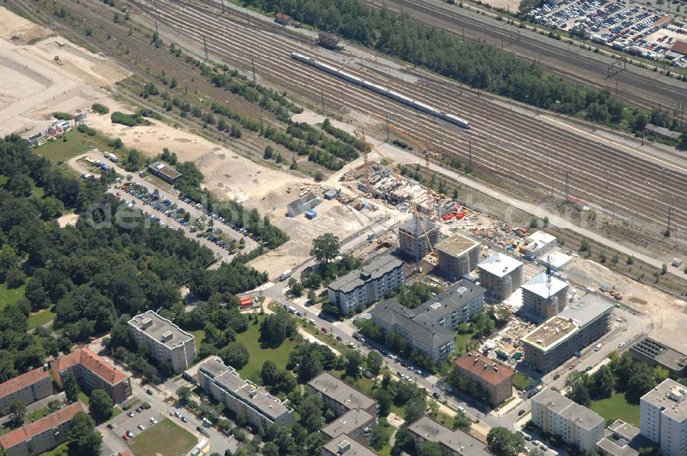 München Nymphenburg from above - 15.07.2007 München Nymphenburg. Baufläche für das neue Stadtquartier „Am Hirschgarten“ bietet alle Voraussetzungen für eine zeitgemäße und wirtschaftlich interessante Stadtentwicklung. Hier wird die CONCEPT BAU mit dabei sein und ab Herbst 2006 (Baubeginn) die Vision von der „grünen Oase mitten in der Stadt“ umsetzen. .... 