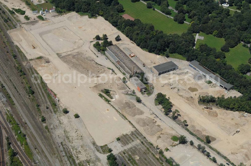 München Nymphenburg from above - 15.07.2007 München Nymphenburg. Baufläche für das neue Stadtquartier „Am Hirschgarten“ bietet alle Voraussetzungen für eine zeitgemäße und wirtschaftlich interessante Stadtentwicklung. Hier wird die CONCEPT BAU mit dabei sein und ab Herbst 2006 (Baubeginn) die Vision von der „grünen Oase mitten in der Stadt“ umsetzen. .... 