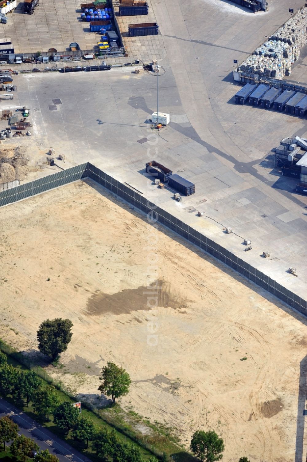 Aerial photograph Berlin - View of construction area of paper sorting of disposal company ALBA Berlin GmbH