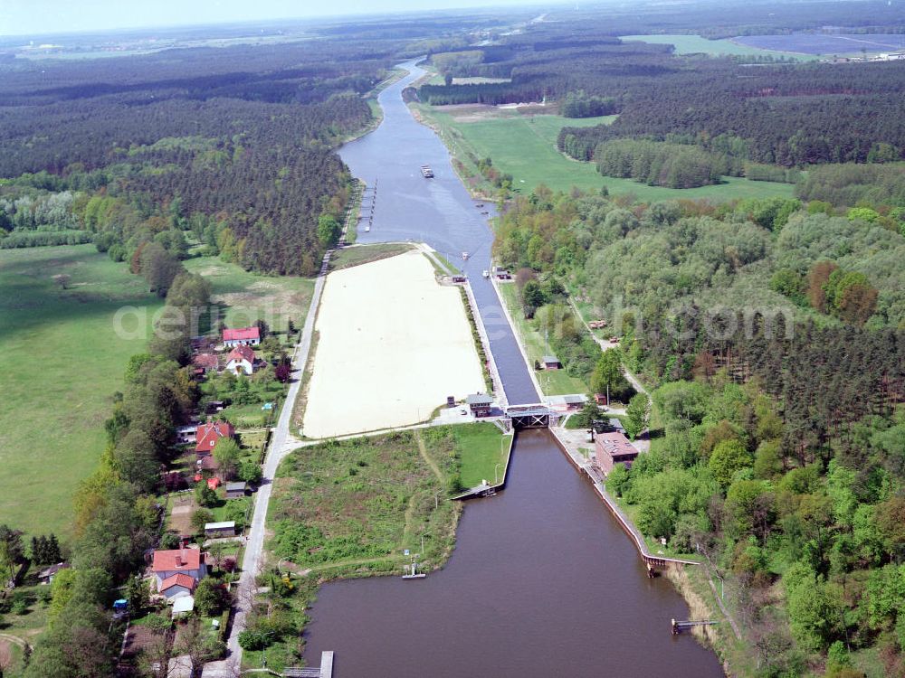 Wusterwitz / Brandenburg from the bird's eye view: Baufläche an der Schleuse in Wusterwitz am Elbe-Havel-Kanal - Ausgleichs- und Ersatzmaßnahmen am Wasserstraßenkreuz Magdeburg / Elbe-Havel-Kanal. Ein Projekt des Wasserstraßenneubauamtes Magdeburg