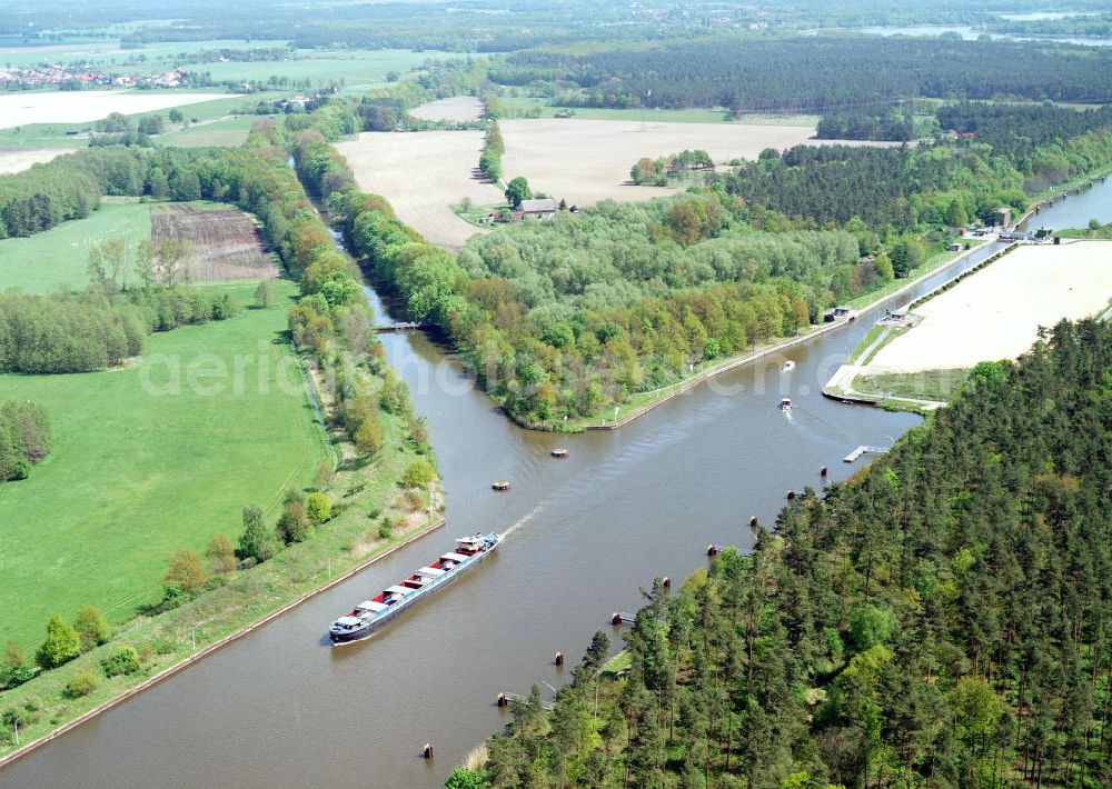 Wusterwitz / Brandenburg from above - Baufläche an der Schleuse in Wusterwitz am Elbe-Havel-Kanal - Ausgleichs- und Ersatzmaßnahmen am Wasserstraßenkreuz Magdeburg / Elbe-Havel-Kanal. Ein Projekt des Wasserstraßenneubauamtes Magdeburg