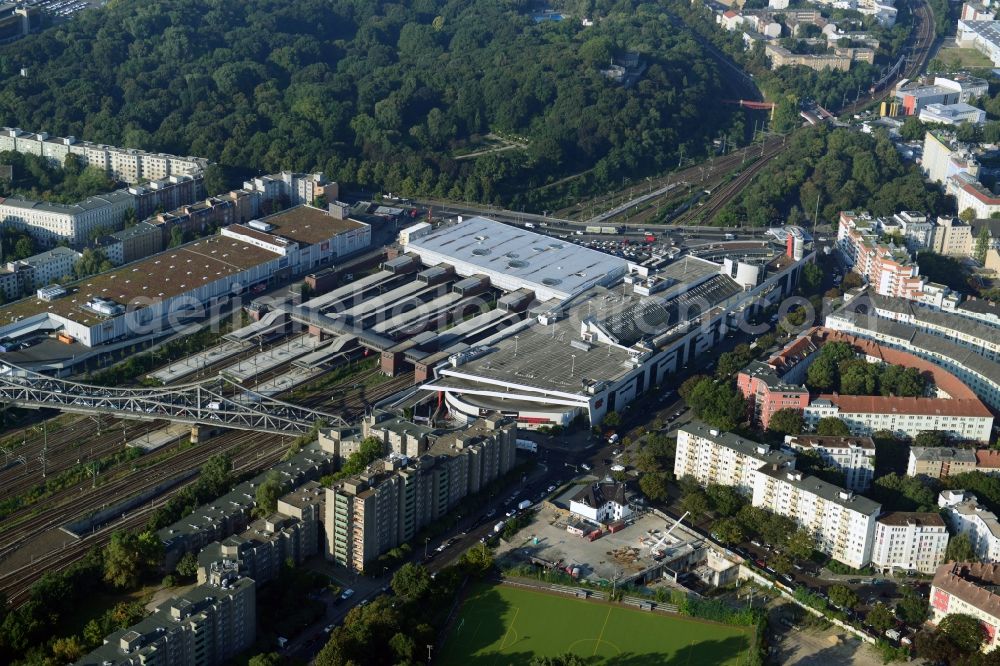 Aerial photograph Berlin - View of the construction area for a student residence at the S-Bahn station in Berlin Wedding