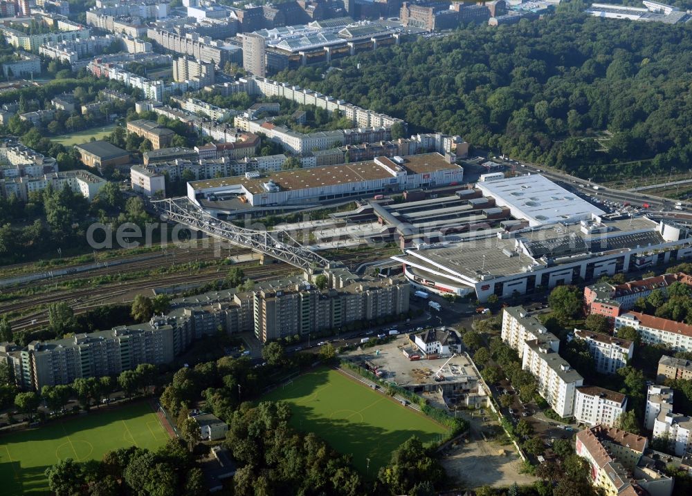 Berlin from above - View of the construction area for a student residence at the S-Bahn station in Berlin Wedding