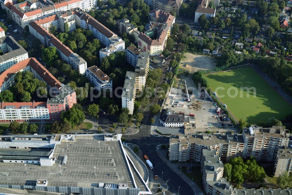 Berlin from the bird's eye view: View of the construction area for a student residence at the S-Bahn station in Berlin Wedding