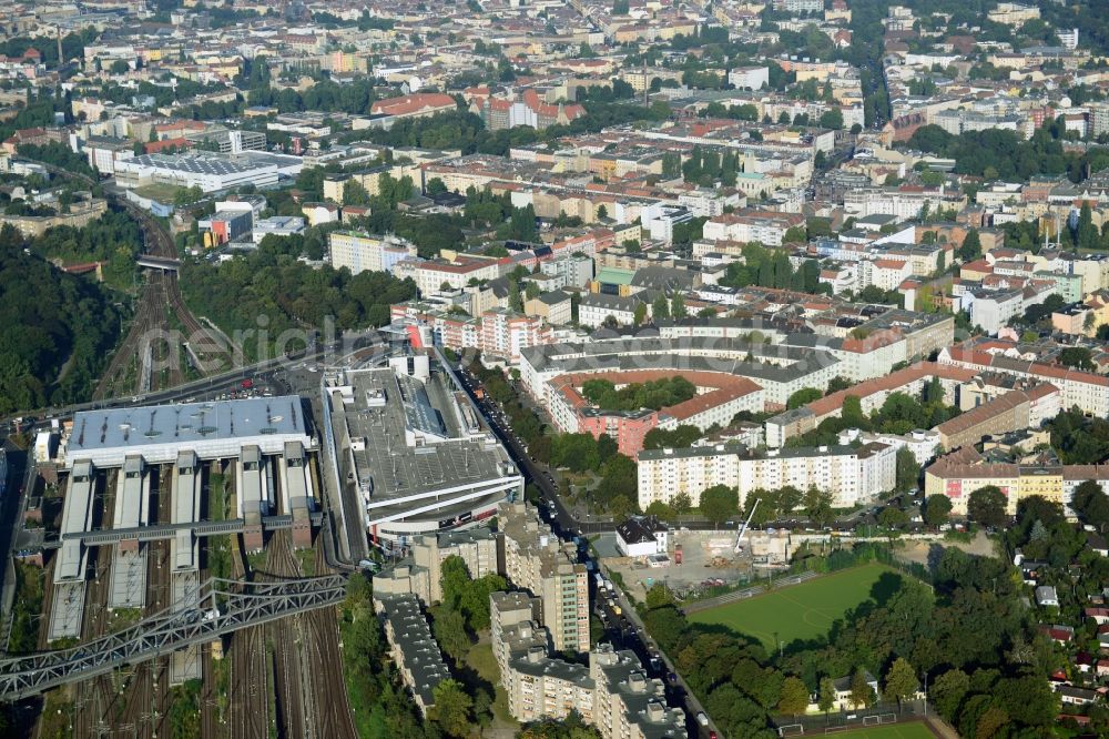 Aerial photograph Berlin - View of the construction area for a student residence at the S-Bahn station in Berlin Wedding