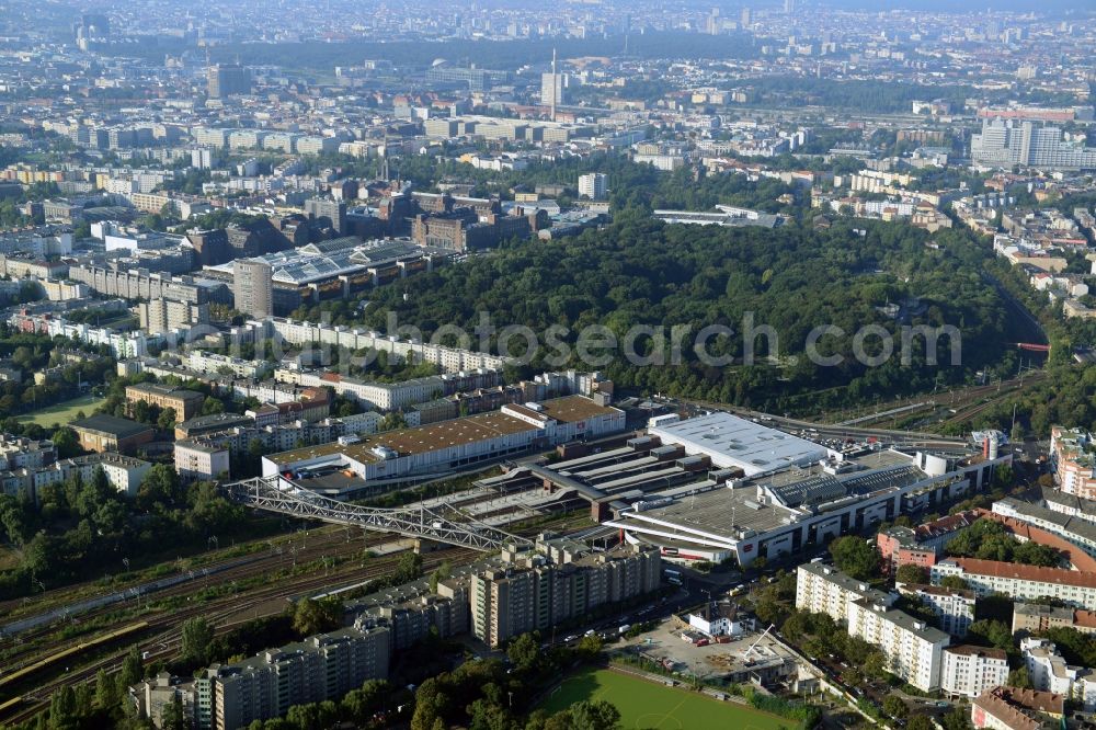 Aerial image Berlin - View of the construction area for a student residence at the S-Bahn station in Berlin Wedding