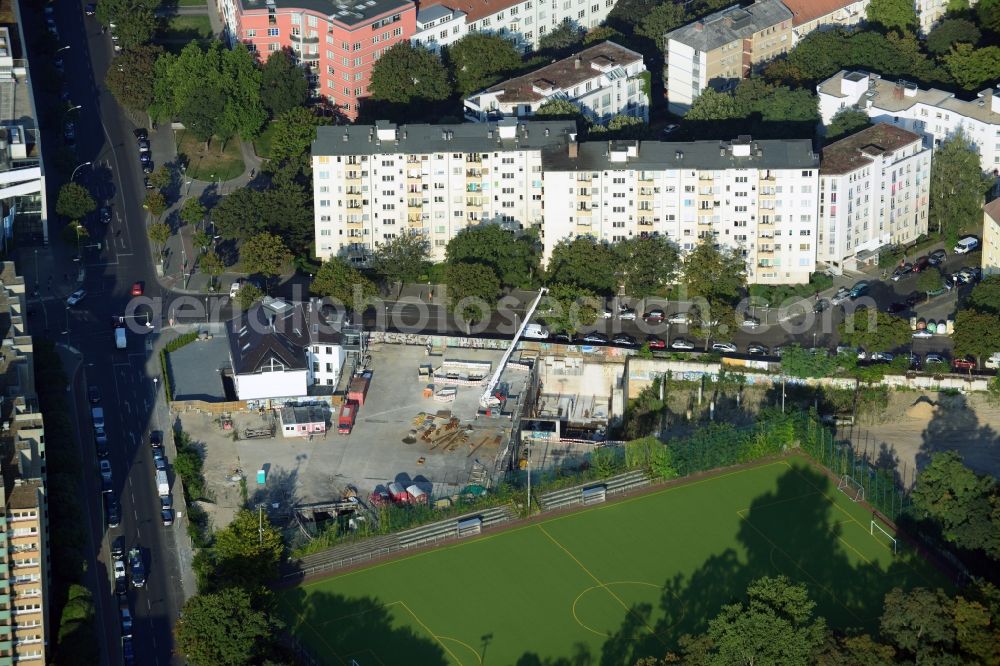 Aerial photograph Berlin - View of the construction area for a student residence at the S-Bahn station in Berlin Wedding