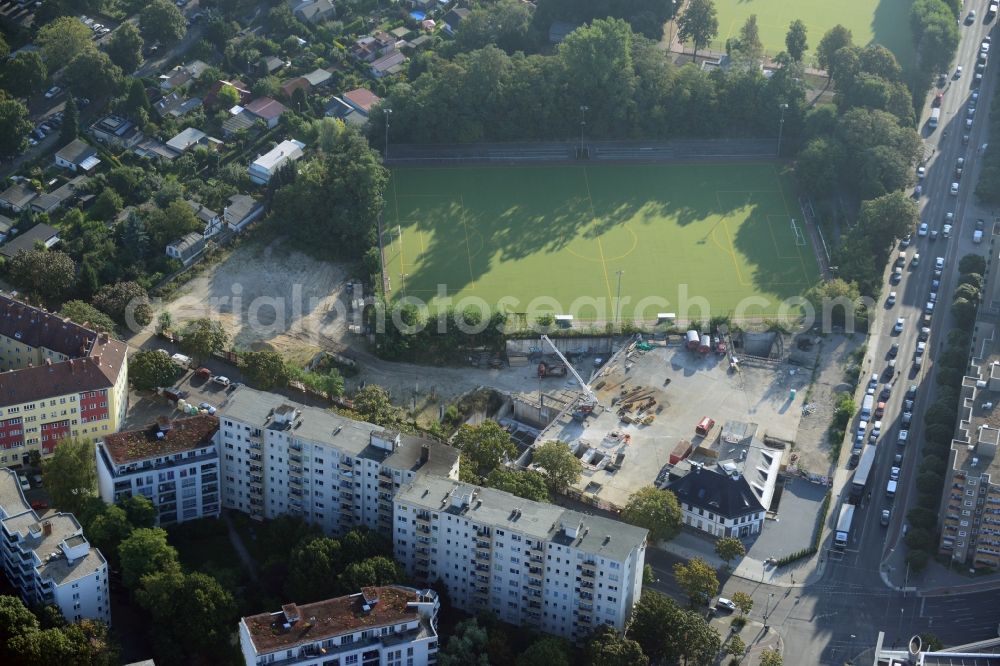 Aerial photograph Berlin - View of the construction area for a student residence at the S-Bahn station in Berlin Wedding