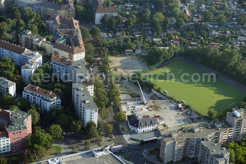 Berlin from above - View of the construction area for a student residence at the S-Bahn station in Berlin Wedding