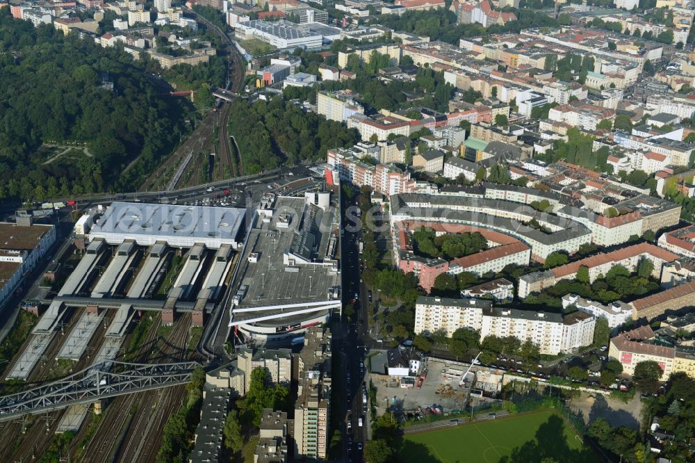 Aerial image Berlin - View of the construction area for a student residence at the S-Bahn station in Berlin Wedding