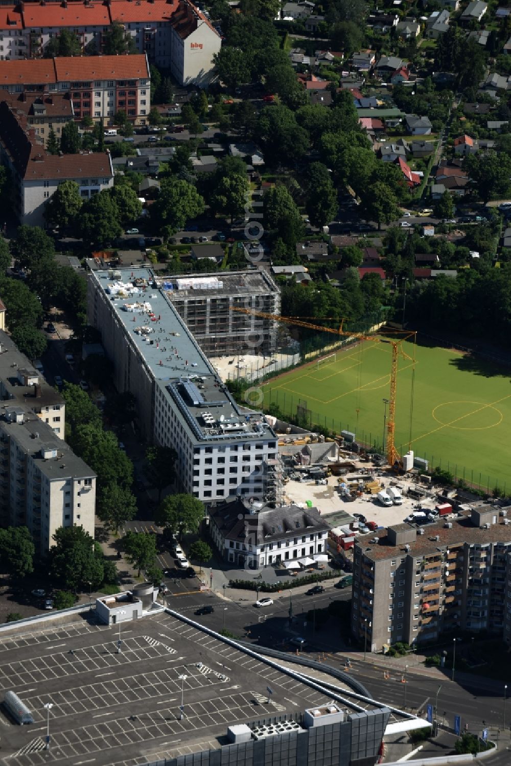 Berlin from the bird's eye view: View of the construction area for a student residence in Berlin Wedding