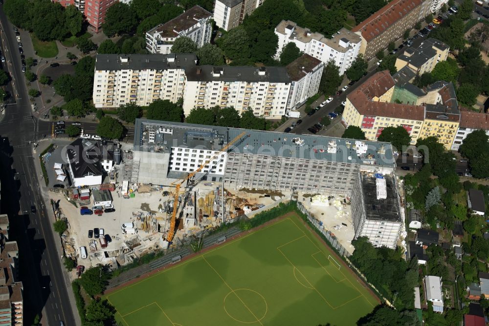 Aerial image Berlin - View of the construction area for a student residence in Berlin Wedding