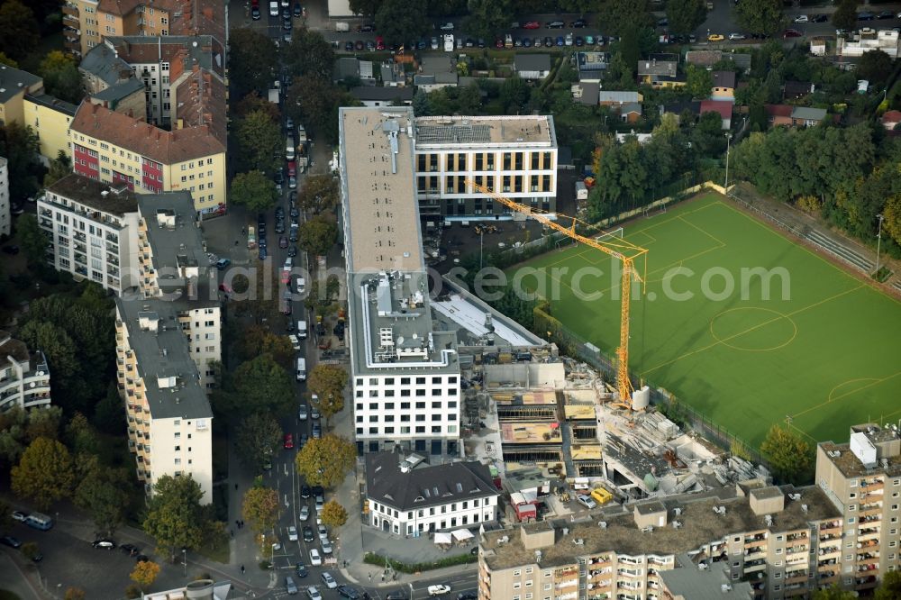 Aerial image Berlin - View of the construction area for a student residence in Berlin Wedding